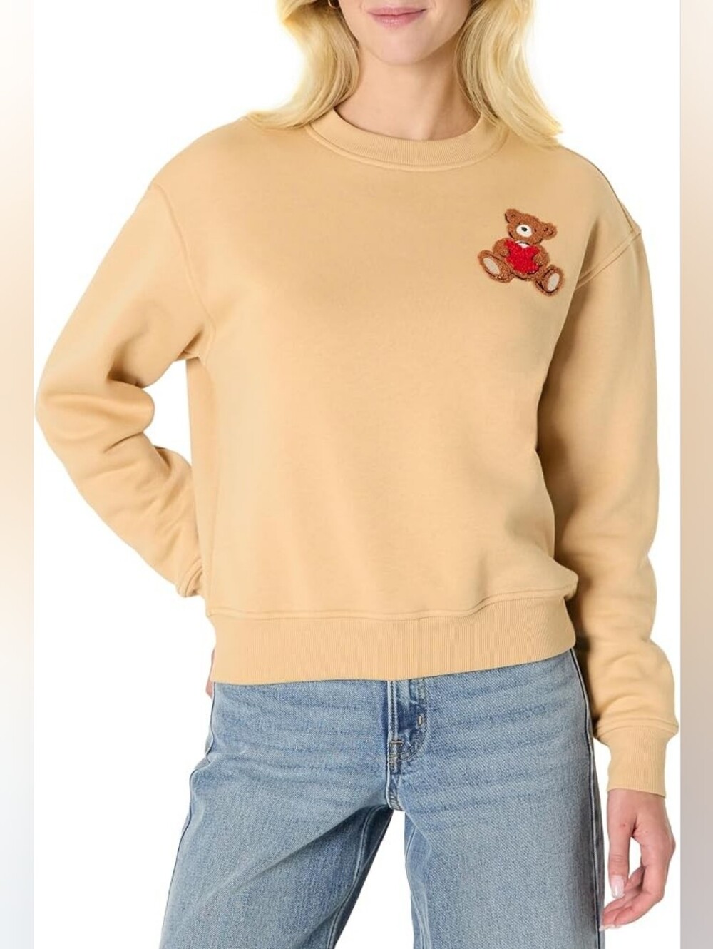 Sofia Grainge Women’s Light Camel Bear Heart Sweatshirt – Large – NWT